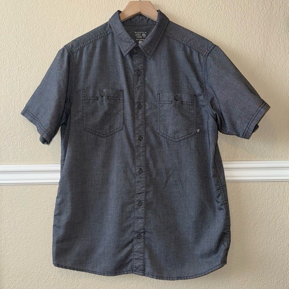 Mountain Hardwear Men’s Button Short Sleeve Shirt Charcoal Size Medium - Picture 8 of 9